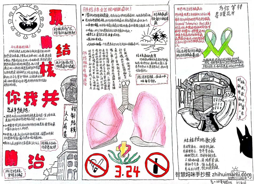 9张关于预防肺结核的手抄报绘画-图6