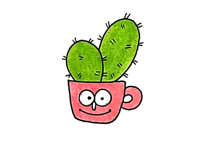 漂亮的盆栽仙人掌简笔画图片（12张）-图5