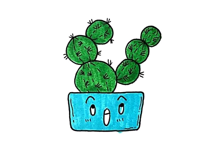 漂亮的盆栽仙人掌简笔画图片(12张)