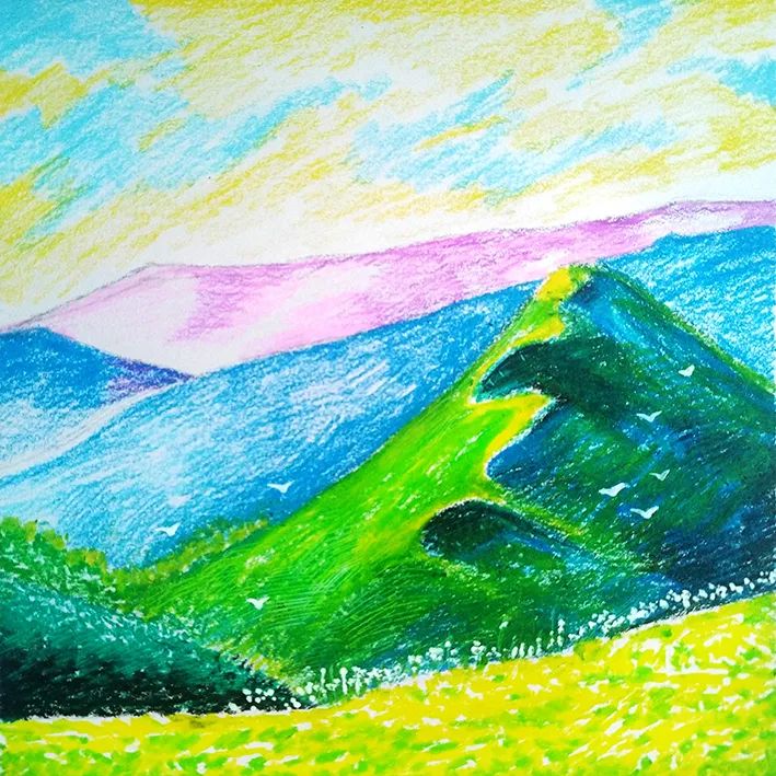 风景儿童画—山外山