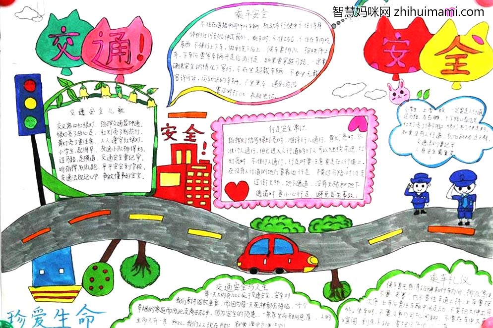 7张非常优秀关于交通安全的手抄报-图1