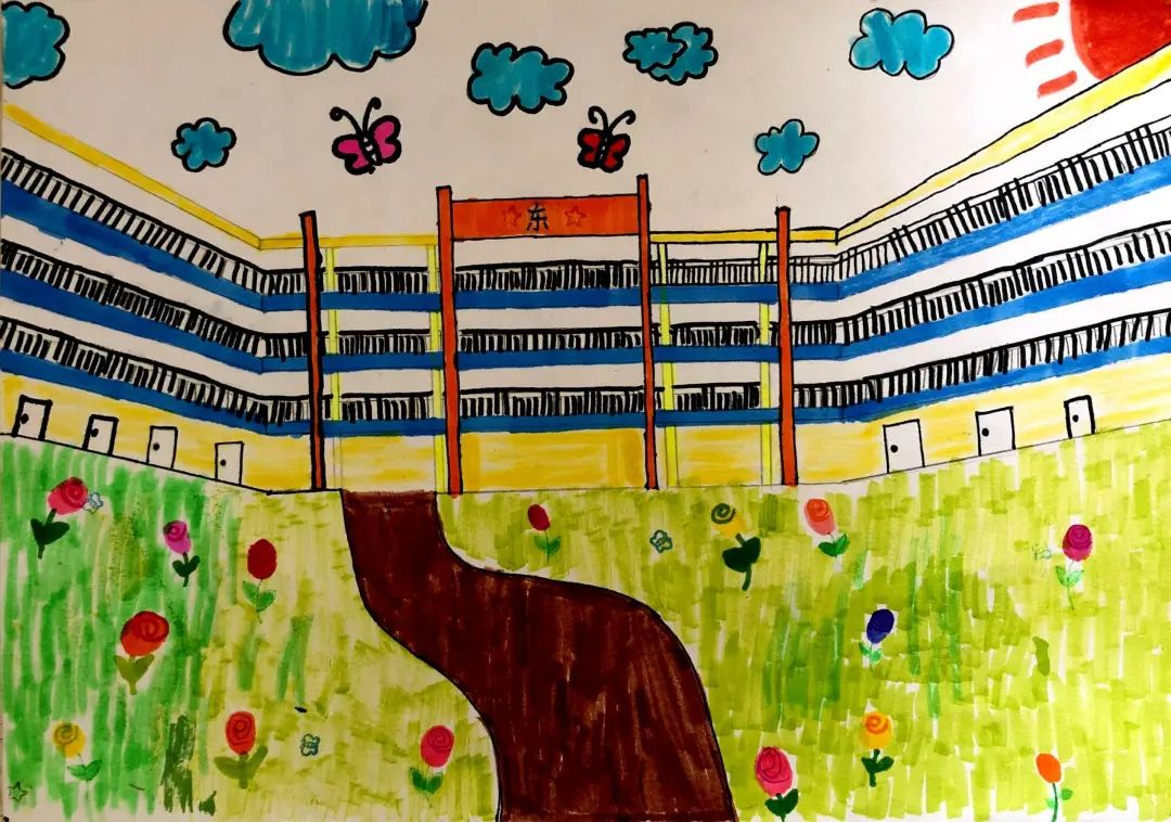 花满校园主题绘画作品（4张）-图2