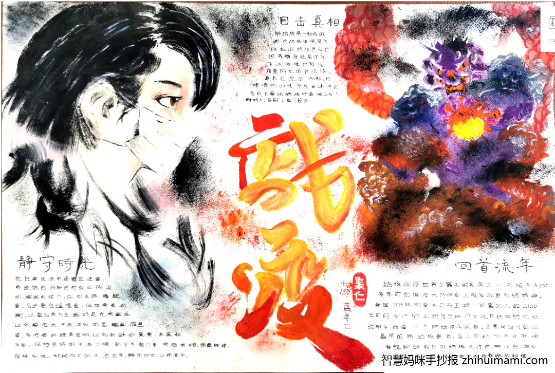 6张关于抗击新冠肺炎的手抄报绘画-图1