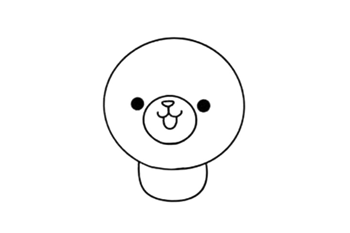 步骤3：接着我们来画出小熊的眼睛、鼻子、嘴巴