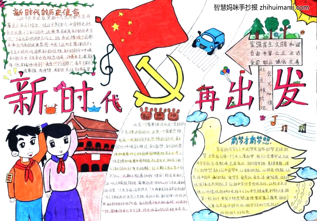 新时代再出发主题手抄报绘画（13张）-图3