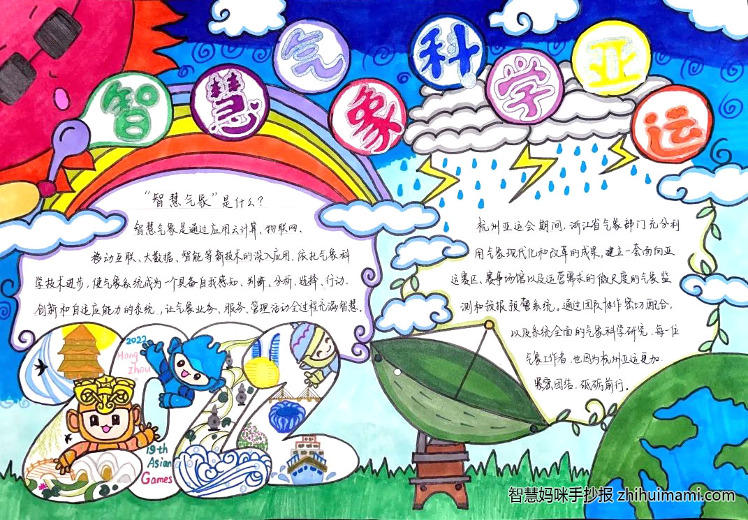9张关于亚运与气象的手抄报绘画-图3