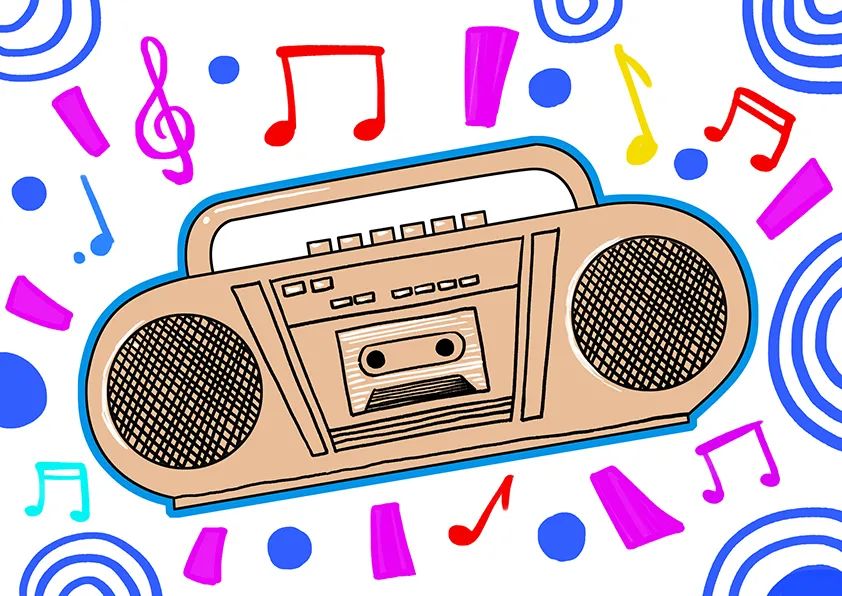 步骤4：最后我们用马克笔画出音符等元素装饰画面氛围。