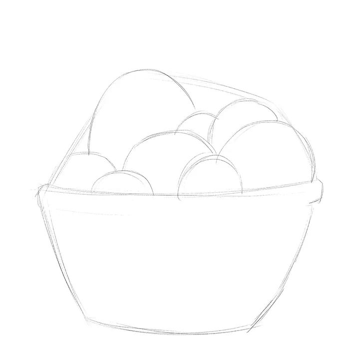 步骤1：首先我们在一块正方形素描纸上用铅笔勾勒草图。