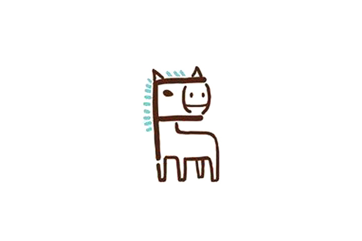 字母简笔画之F画大白马-图8