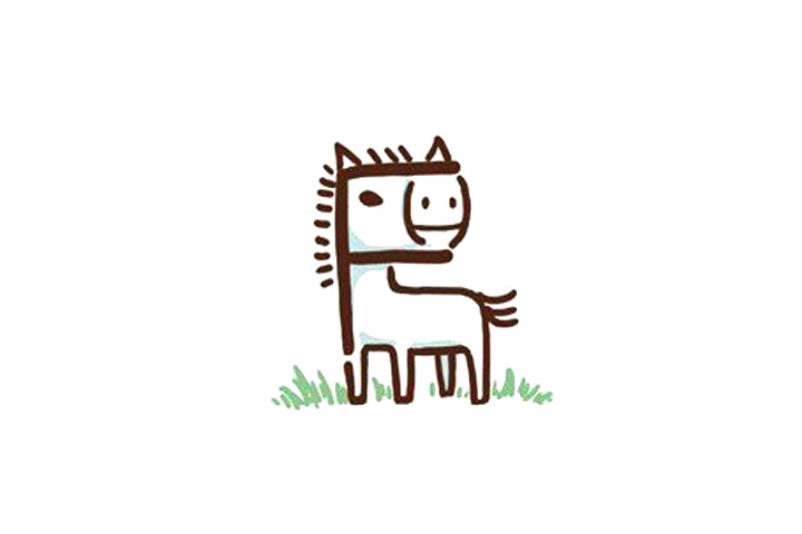 字母简笔画之F画大白马