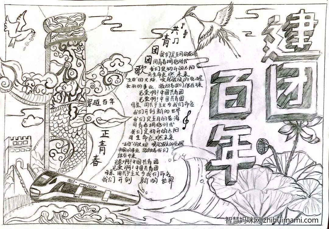 2022共青团建团百年手抄报一等奖作品（10张）-图9
