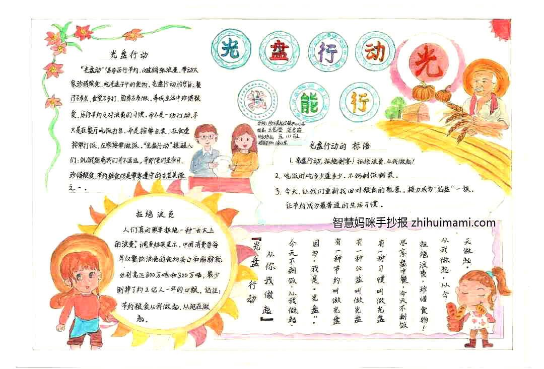 “厉行节约，反对浪费”光盘行动手抄报(9张)-图7