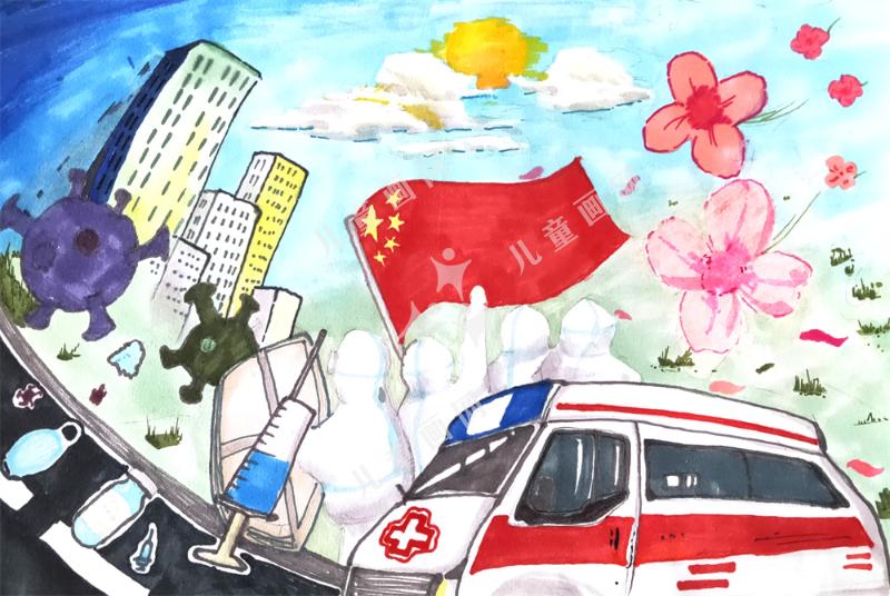 中国加油儿童绘画作品