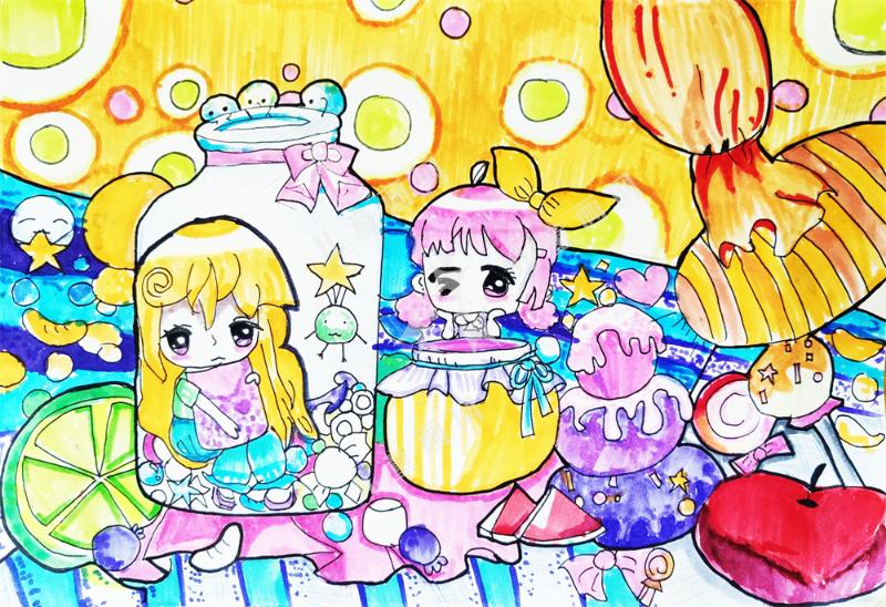 糖果世界儿童画欣赏