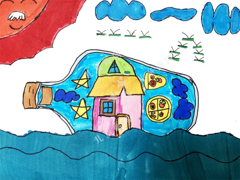 漂流瓶儿童手绘作品