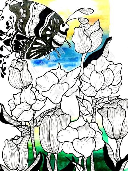 儿童简单绘画-蝶