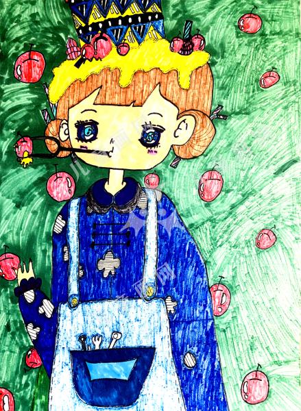 苹果女孩儿童手绘