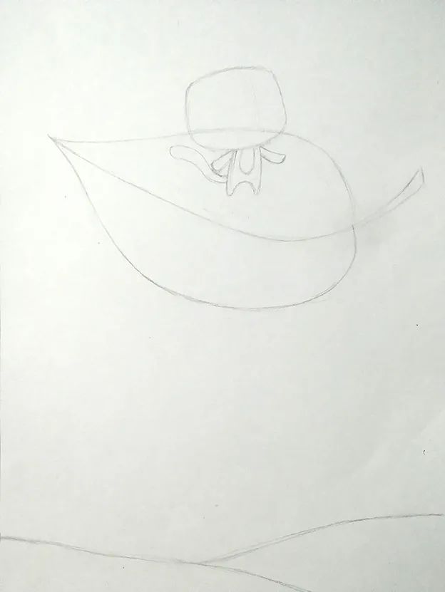 步骤1：首先我们用铅笔轻轻勾勒出画面的主要元素，摆出位置，推敲大小。