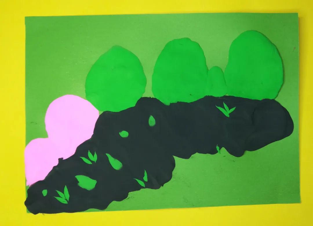 步骤2：混合灰色铺路面并点缀小草。