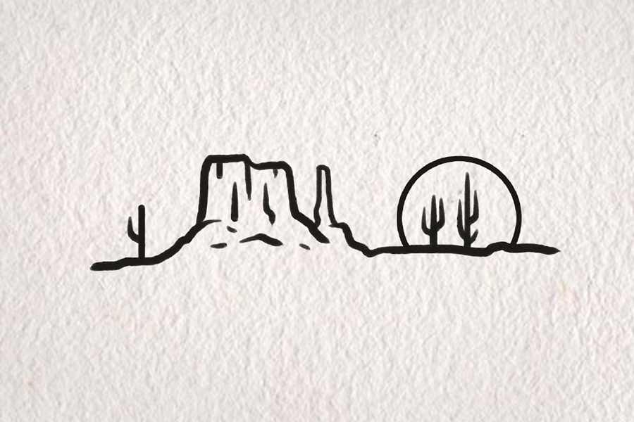 步骤8：简笔画风景三，步骤2