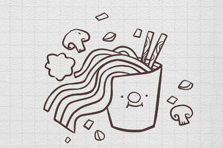 一杯泡面的简笔画画法步骤-图5