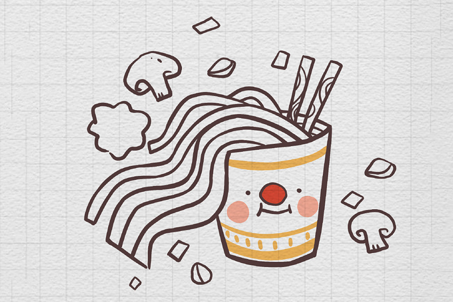 一杯泡面的简笔画画法步骤-图6