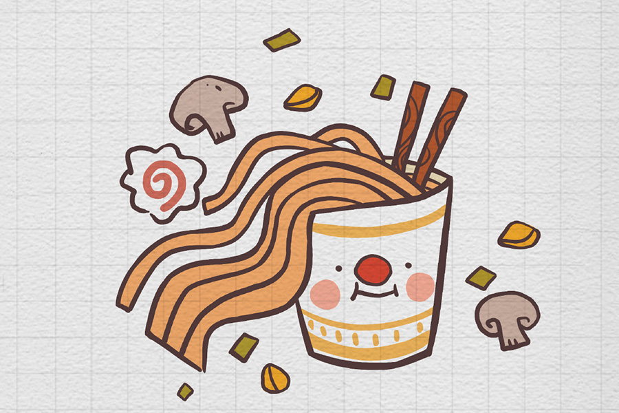 一杯泡面的简笔画画法步骤