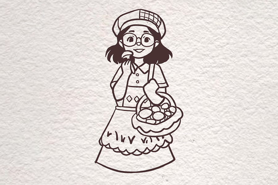 复古风美少女简笔画画法步骤-图5