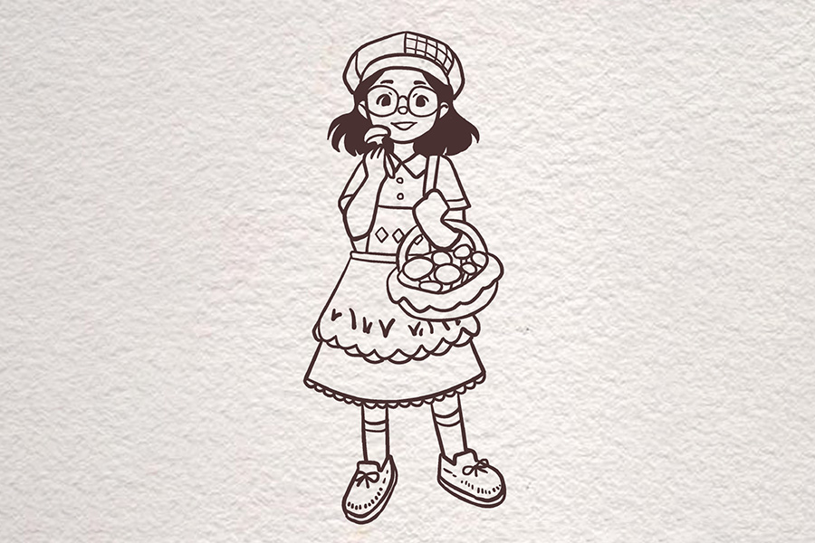 复古风美少女简笔画画法步骤-图6