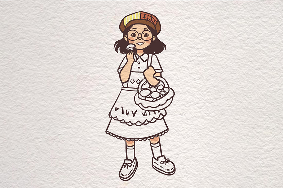 复古风美少女简笔画画法步骤-图7