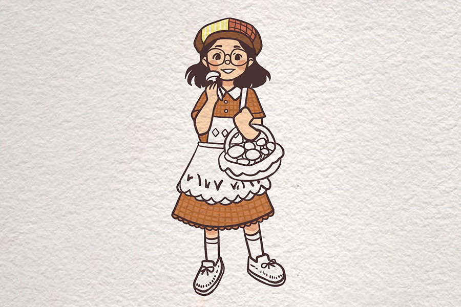 复古风美少女简笔画画法步骤-图8