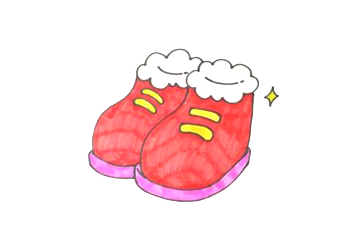 简单的儿童简笔画素材 一双漂亮的小鞋子