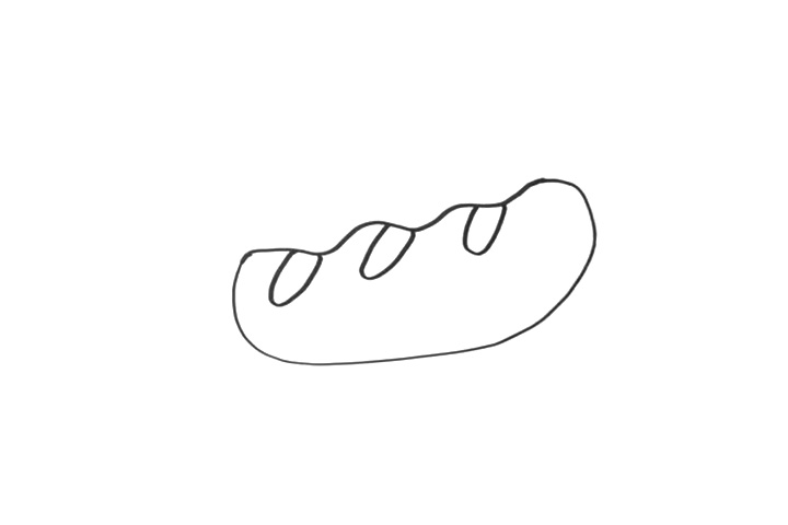 步骤2：为面包设计造型，也可以添加你喜欢的形状在面包表面