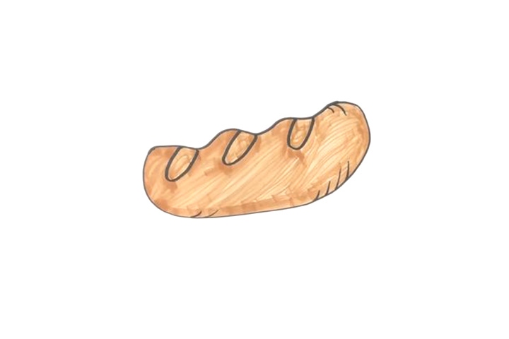 美味的法式面包简笔画教程