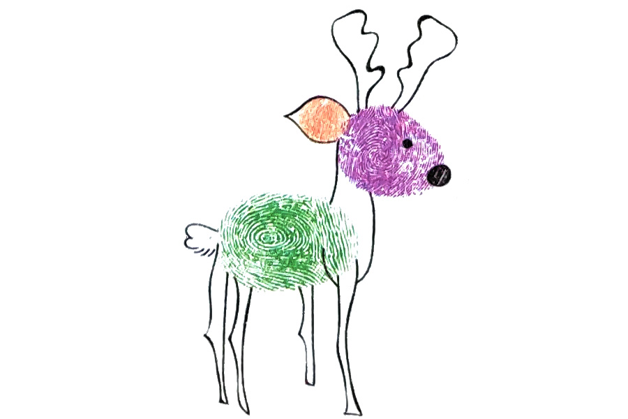 动物手指画教程 五步画小鹿手指画