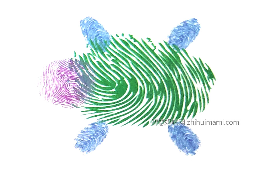 步骤3：换种颜色，用小拇指斜着按出四个指印。