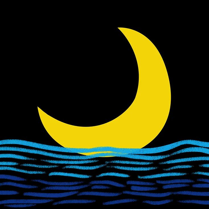 步骤2：然后，我们用深浅两种蓝色绘制流动的海面，注意笔触的方向。