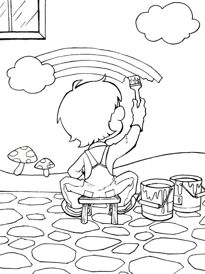 步骤5：结合铅笔线稿对画面进行描线。