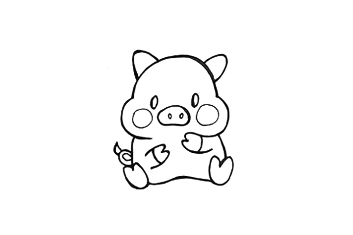 学画感恩爱心小猪简笔画-图4