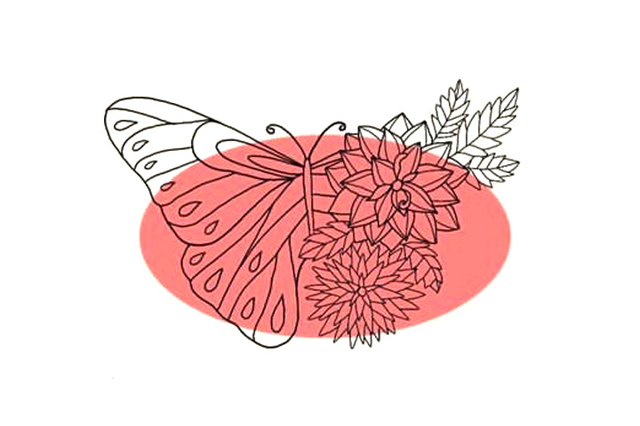 一半蝴蝶一半花蝶恋花简笔画（6张）-图4