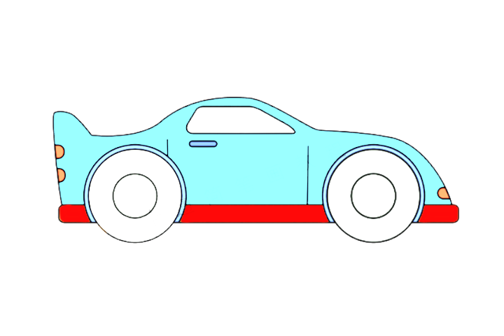低龄版简单跑车简笔画画法步骤
