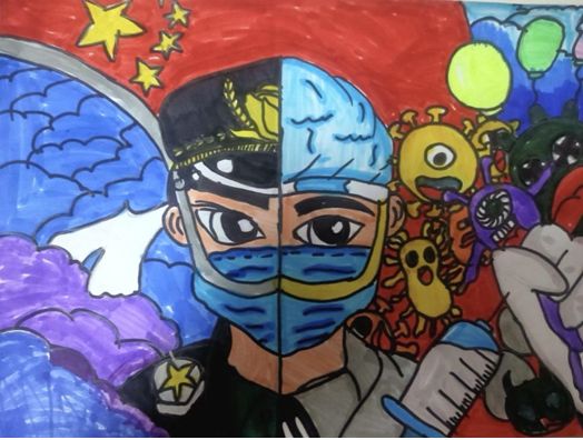 致敬最美逆行者中小学生战疫主题绘画作品（10张）-图3