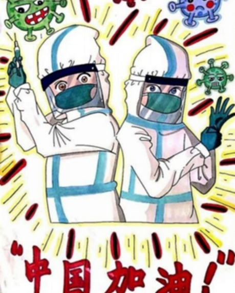 10张中小学生战疫主题绘画-图10