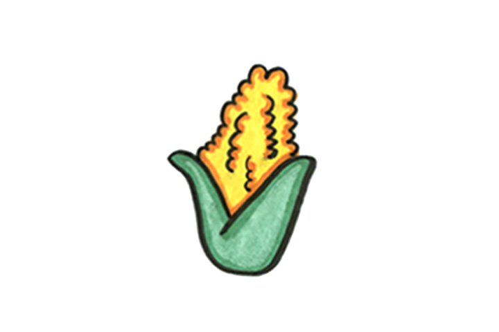 可爱蔬菜简笔画之玉米怎么画