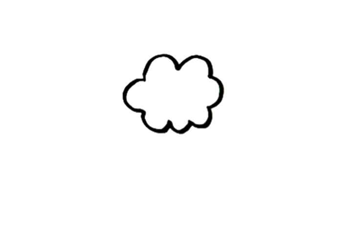 步骤1：画出一瓣西蓝花的轮廓。