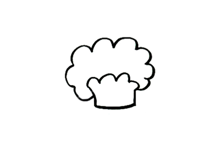 步骤2：添加西蓝花根部的轮廓。