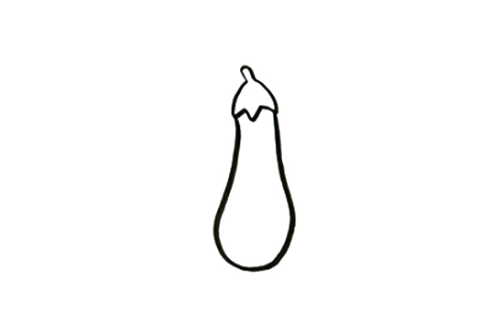 步骤2：完成茄子的轮廓。