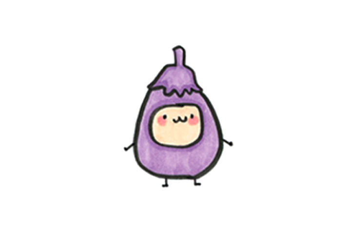 可爱的茄子宝宝怎么画