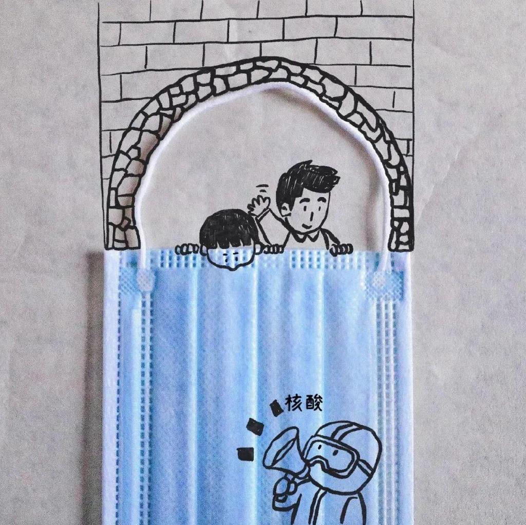 6岁萌娃和超级奶爸的口罩创意画太暖太可爱！-图3