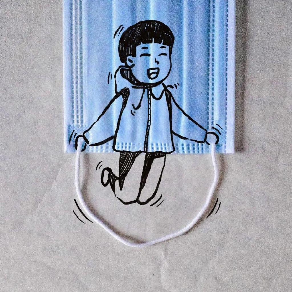 6岁萌娃和超级奶爸的口罩创意画太暖太可爱！-图8